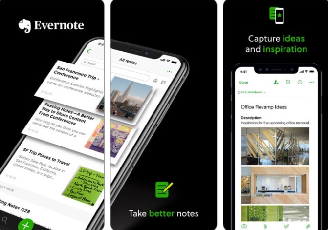 Screenshot of the Evernote iOS App for Recording Videos